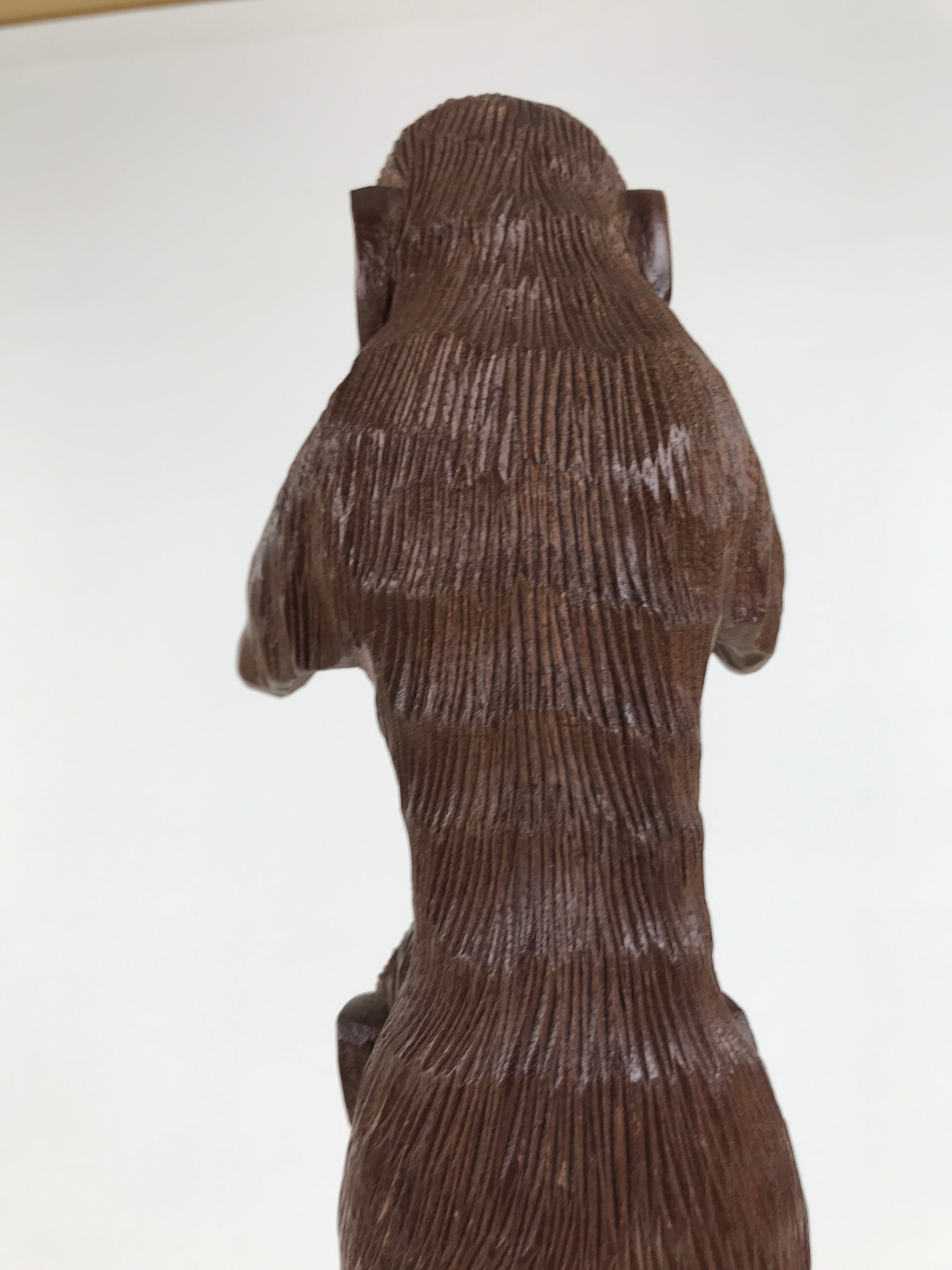 Japanese Carved Wooden Large Statue 4 Monkeys Stacked Vtg Wisdom Brown ST94