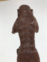 Japanese Carved Wooden Large Statue 4 Monkeys Stacked Vtg Wisdom Brown ST94