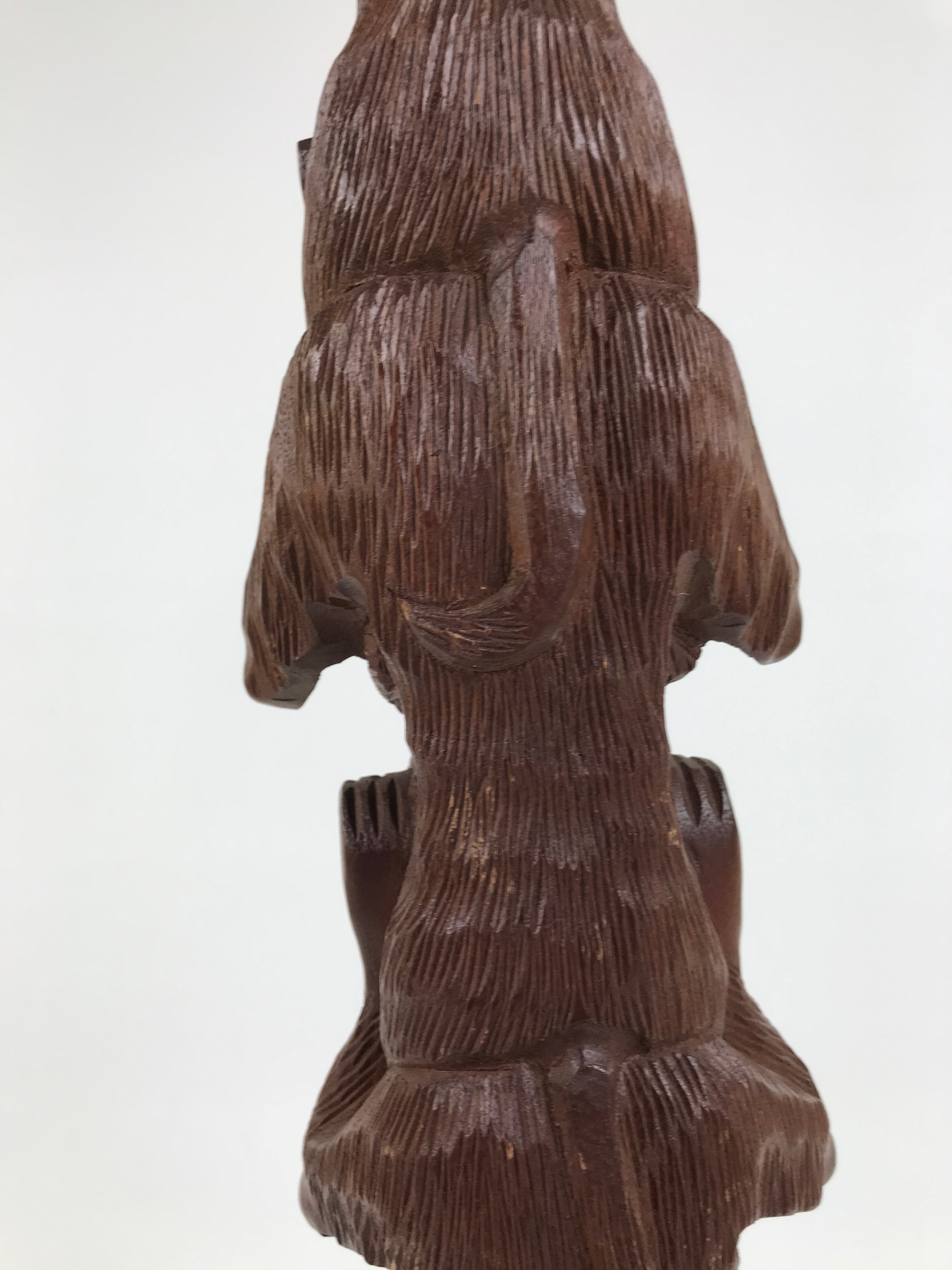Japanese Carved Wooden Large Statue 4 Monkeys Stacked Vtg Wisdom Brown ST94