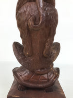 Japanese Carved Wooden Large Statue 4 Monkeys Stacked Vtg Wisdom Brown ST94