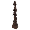 Japanese Carved Wooden Large Statue 4 Monkeys Stacked Vtg Wisdom Brown ST94