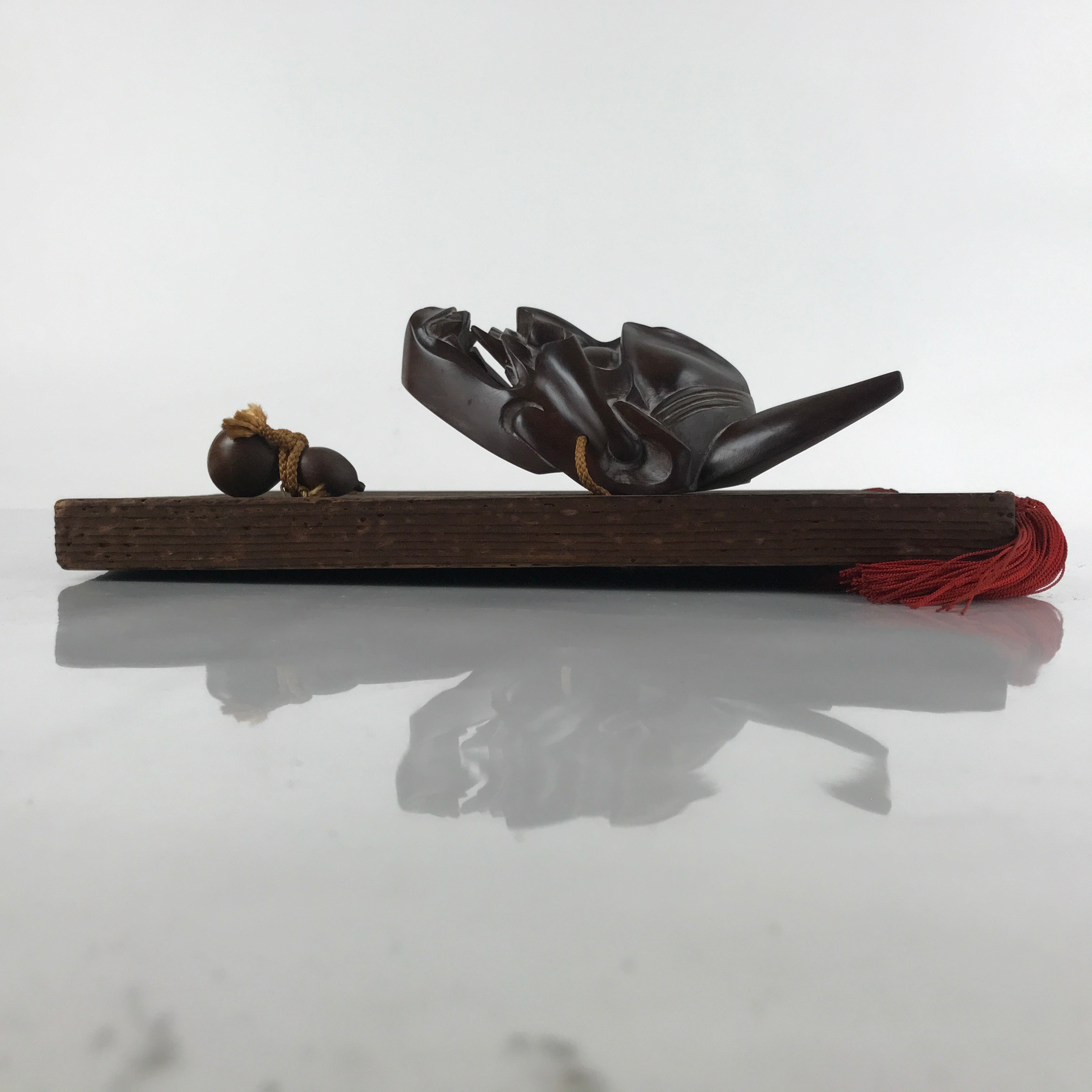 Japanese Carved Wooden Noh Mask Hannya Vtg Jealous Demon Wall Hanging OM45