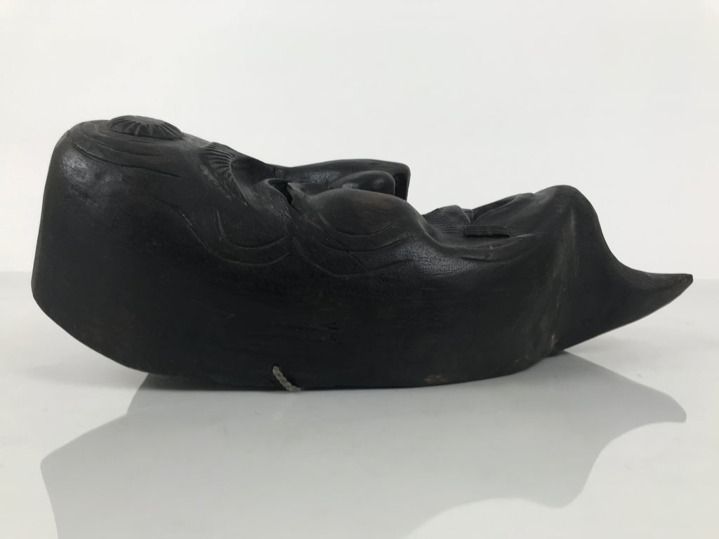 Japanese Carved Wooden Noh Mask Okina Vtg Old Man Nohmen Kagura Dance Brown OM94