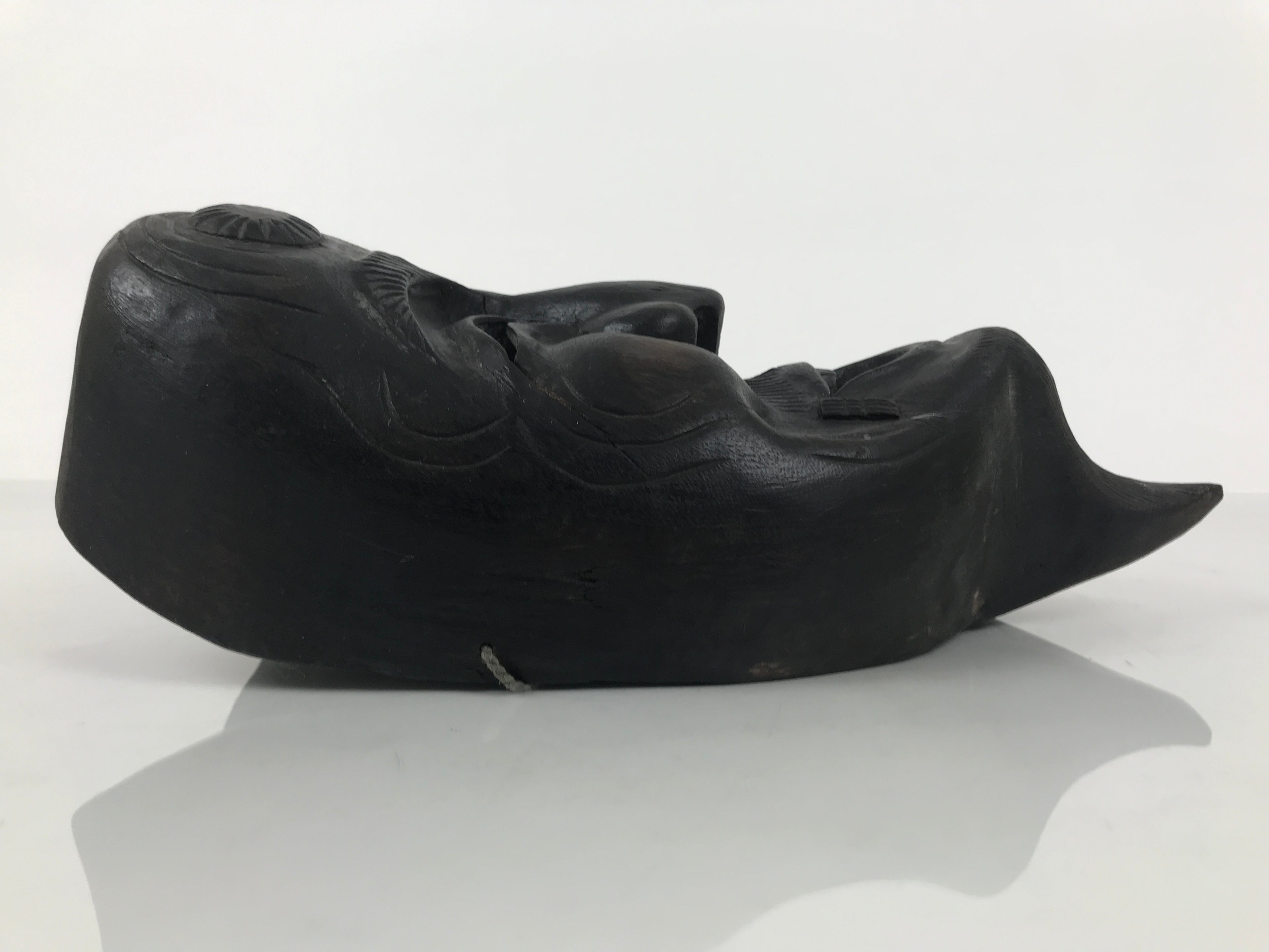 Japanese Carved Wooden Noh Mask Okina Vtg Old Man Nohmen Kagura Dance Brown OM94