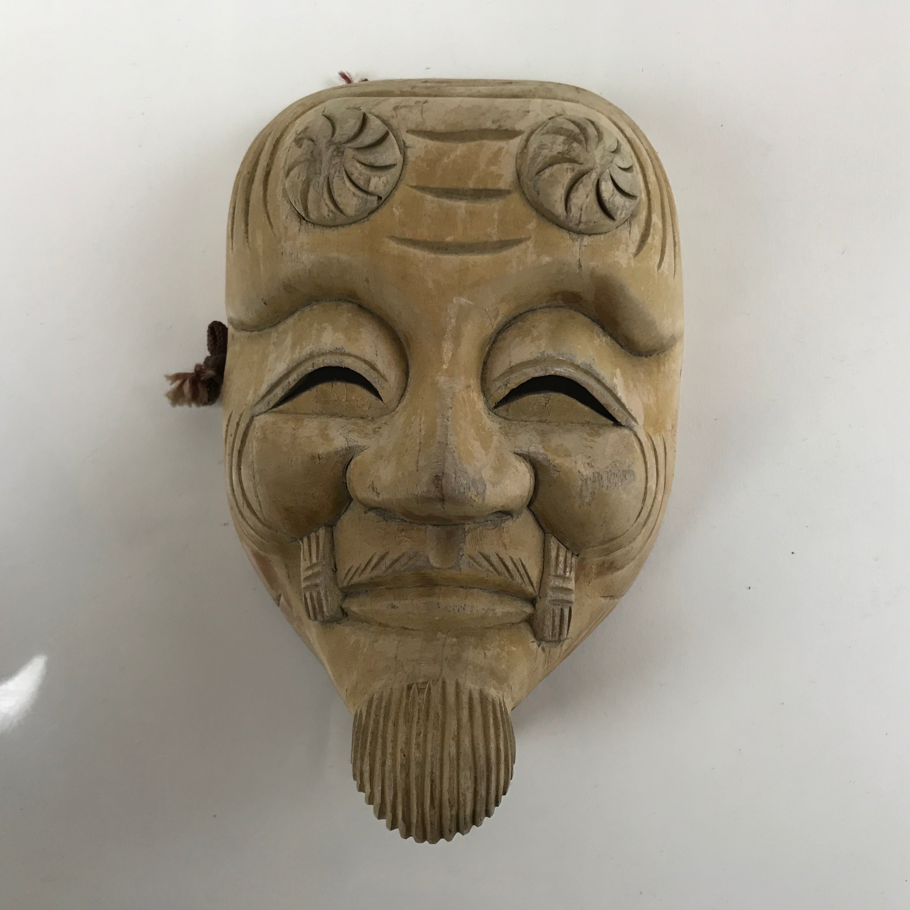Japanese Carved Wooden Noh Mask Okina Vtg Old Man Nohmen Kagura Dance OM42