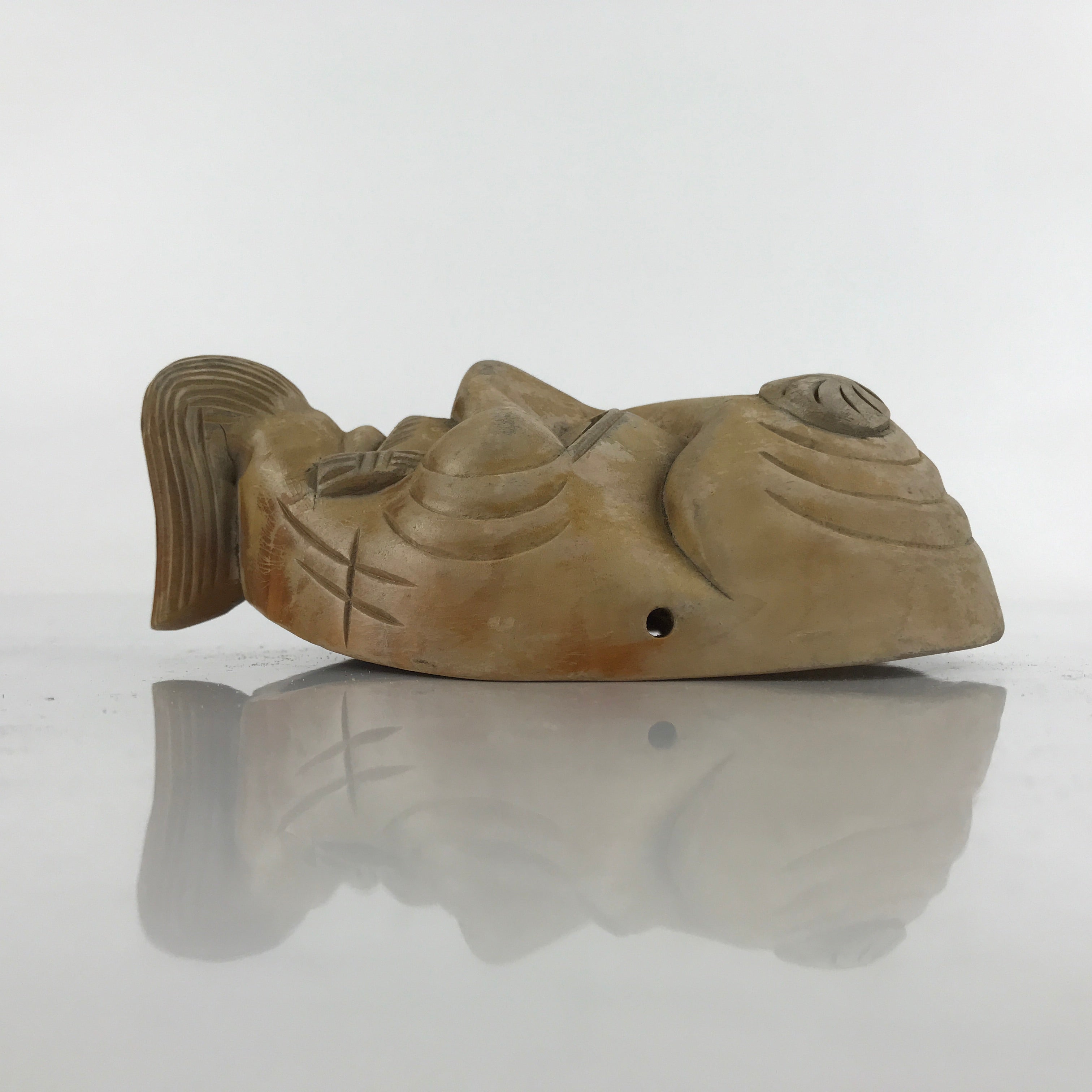 Japanese Carved Wooden Noh Mask Okina Vtg Old Man Nohmen Kagura Dance OM42