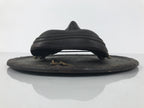 Japanese Carved Wooden Noh Mask Vtg Old Man Nohmen Brown Round Stand Kagura OM97