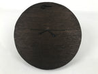Japanese Carved Wooden Noh Mask Vtg Old Man Nohmen Brown Round Stand Kagura OM97