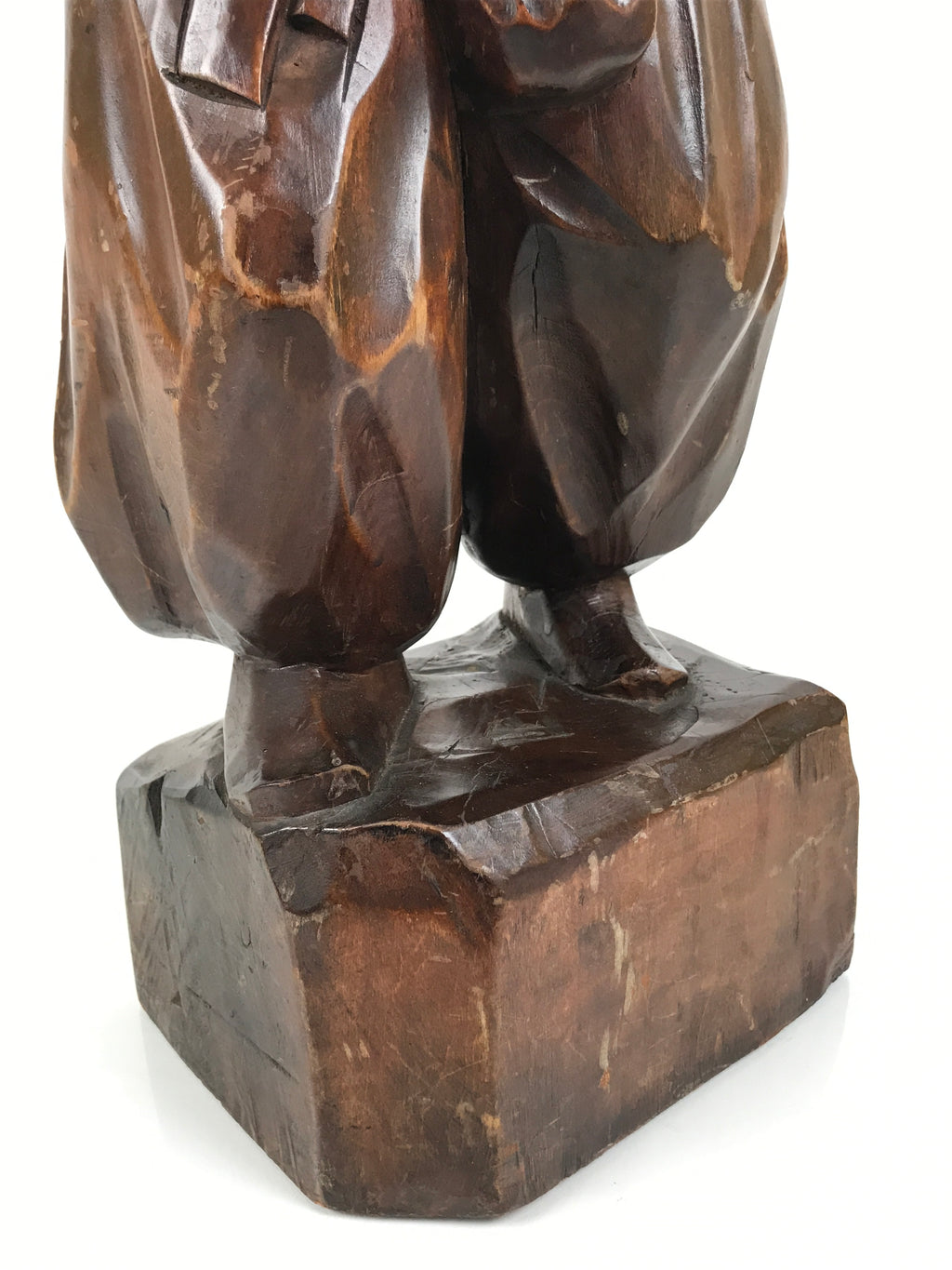 Japanese Carved Wooden Statue Old Man Vtg Fukurokuju 7 Lucky Gods Brown ST95