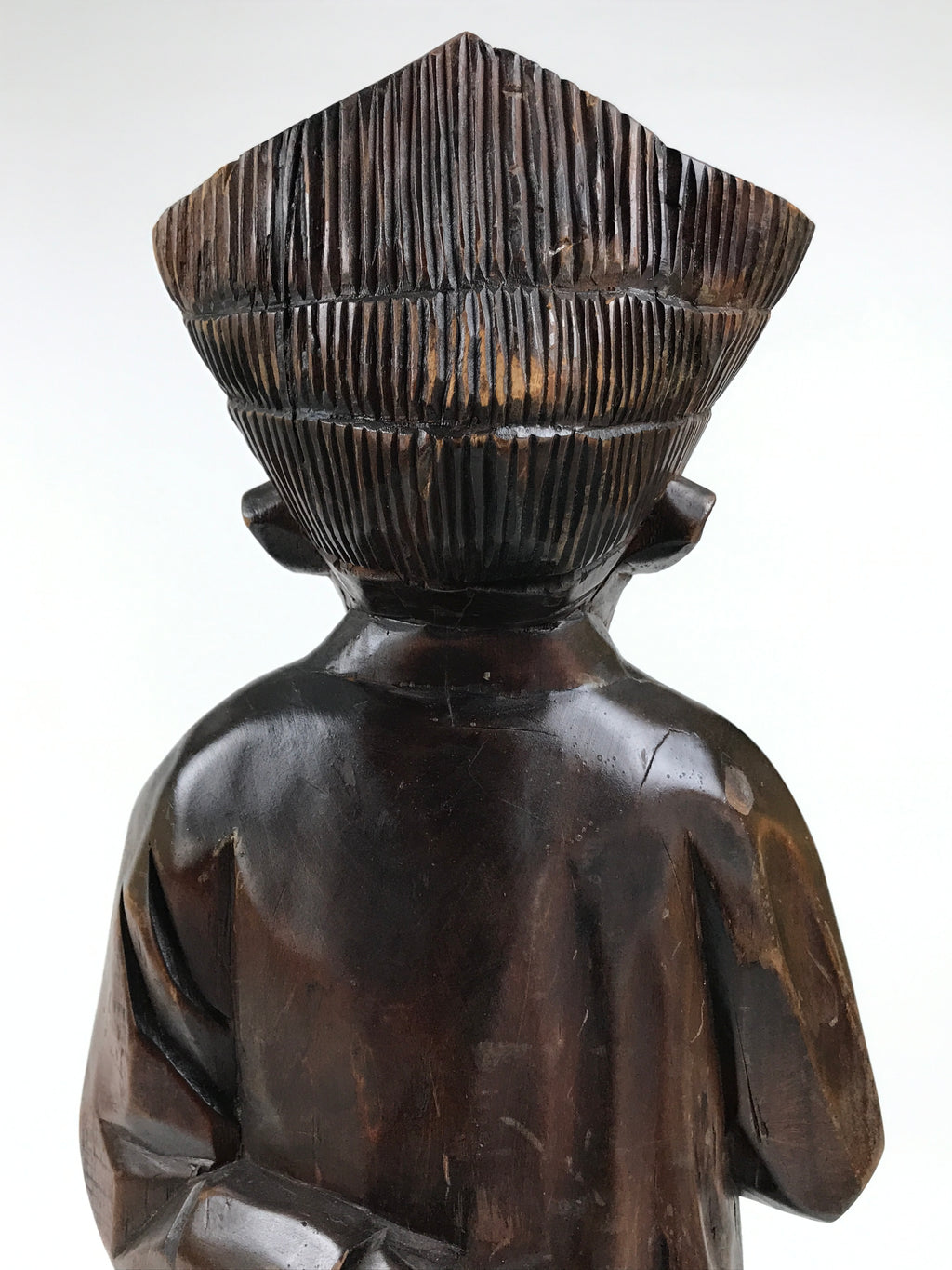 Japanese Carved Wooden Statue Old Man Vtg Fukurokuju 7 Lucky Gods Brown ST95