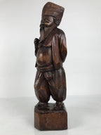Japanese Carved Wooden Statue Old Man Vtg Fukurokuju 7 Lucky Gods Brown ST95
