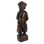 Japanese Carved Wooden Statue Old Man Vtg Fukurokuju 7 Lucky Gods Brown ST95