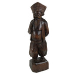 Japanese Carved Wooden Statue Old Man Vtg Fukurokuju 7 Lucky Gods Brown ST95