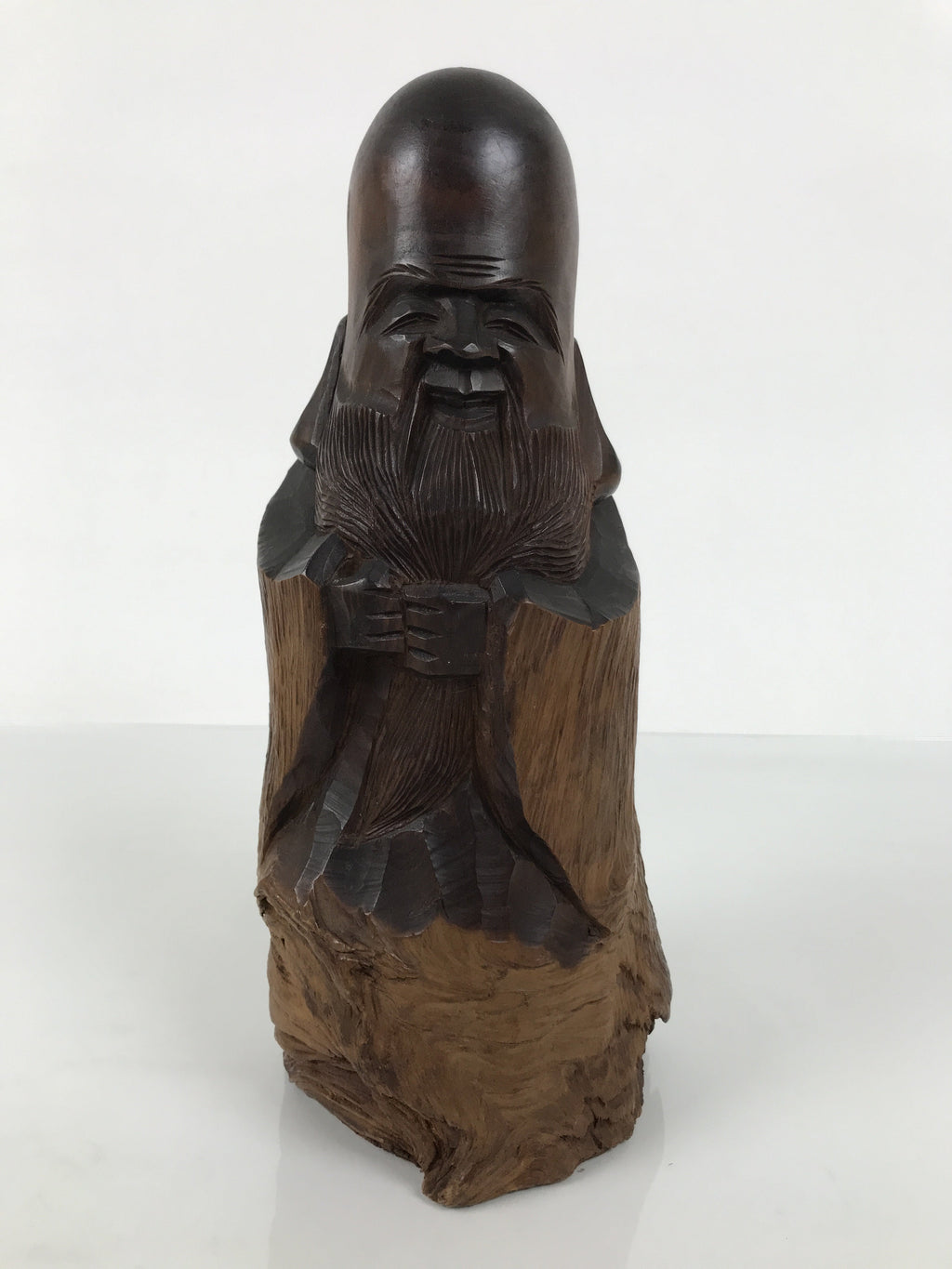 Japanese Carved Wooden Statue Vtg Fukurokuju 7 Lucky Gods Longevity Wealth ST92