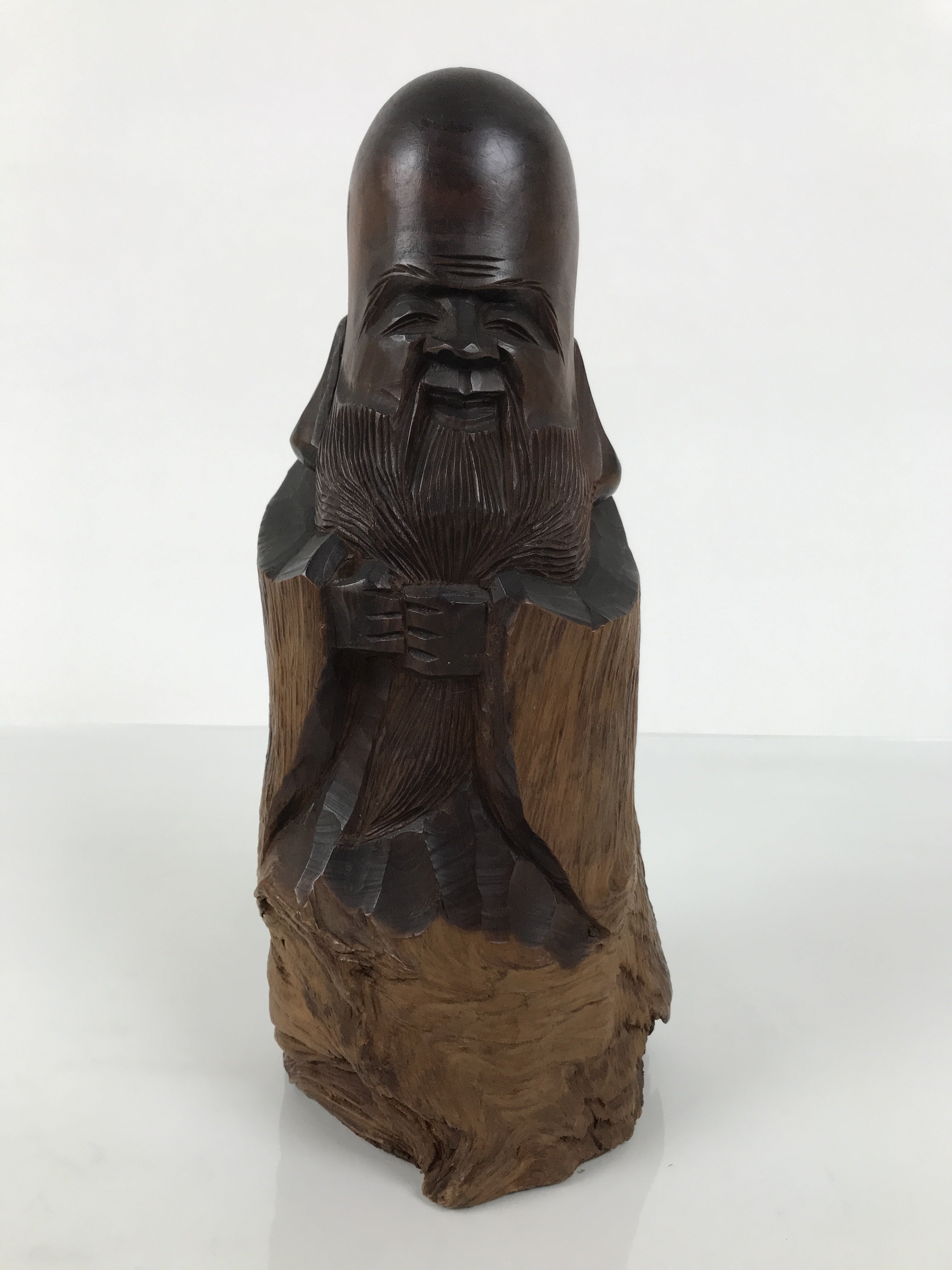 Japanese Carved Wooden Statue Vtg Fukurokuju 7 Lucky Gods Longevity Wealth ST92