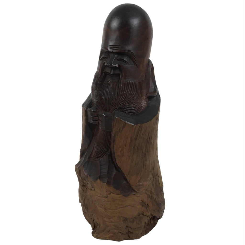 Japanese Carved Wooden Statue Vtg Fukurokuju 7 Lucky Gods Longevity Wealth ST92