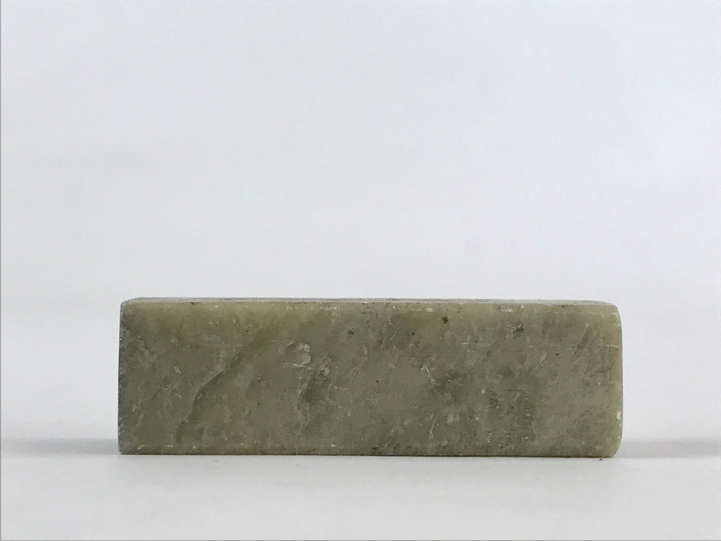 Japanese Carving Stone Stamp Seal Hanko Inkan Vtg Raw Material Green HS182