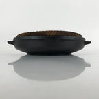 Japanese Cast Iron Ceramic Skillet Pan Dojou Nabe Vtg Wood Lid Fish Hot Pot T114