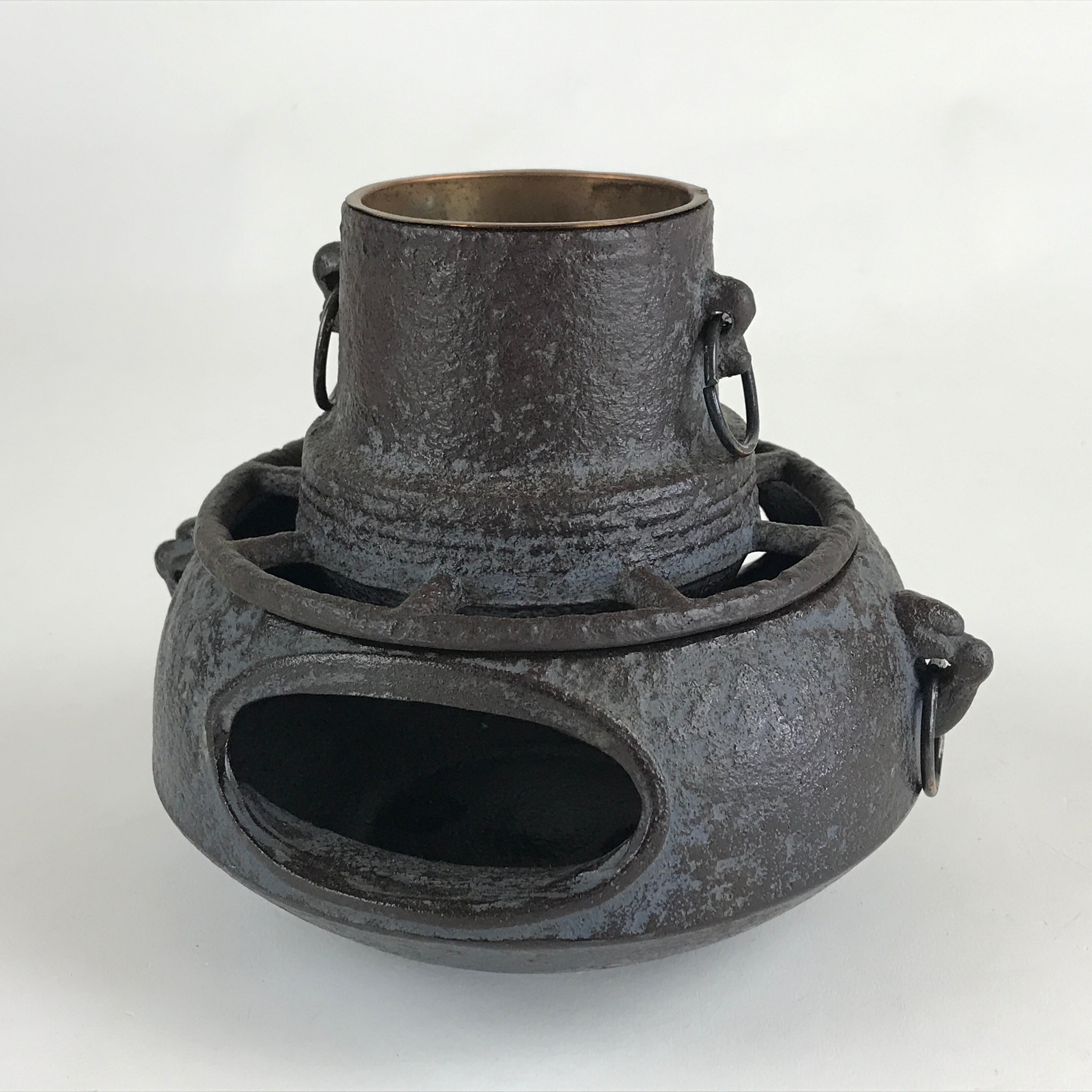 Japanese Cast Iron Kettle Chagama Pot Vtg Tetsu Furo Tea Ceremony Sado C24