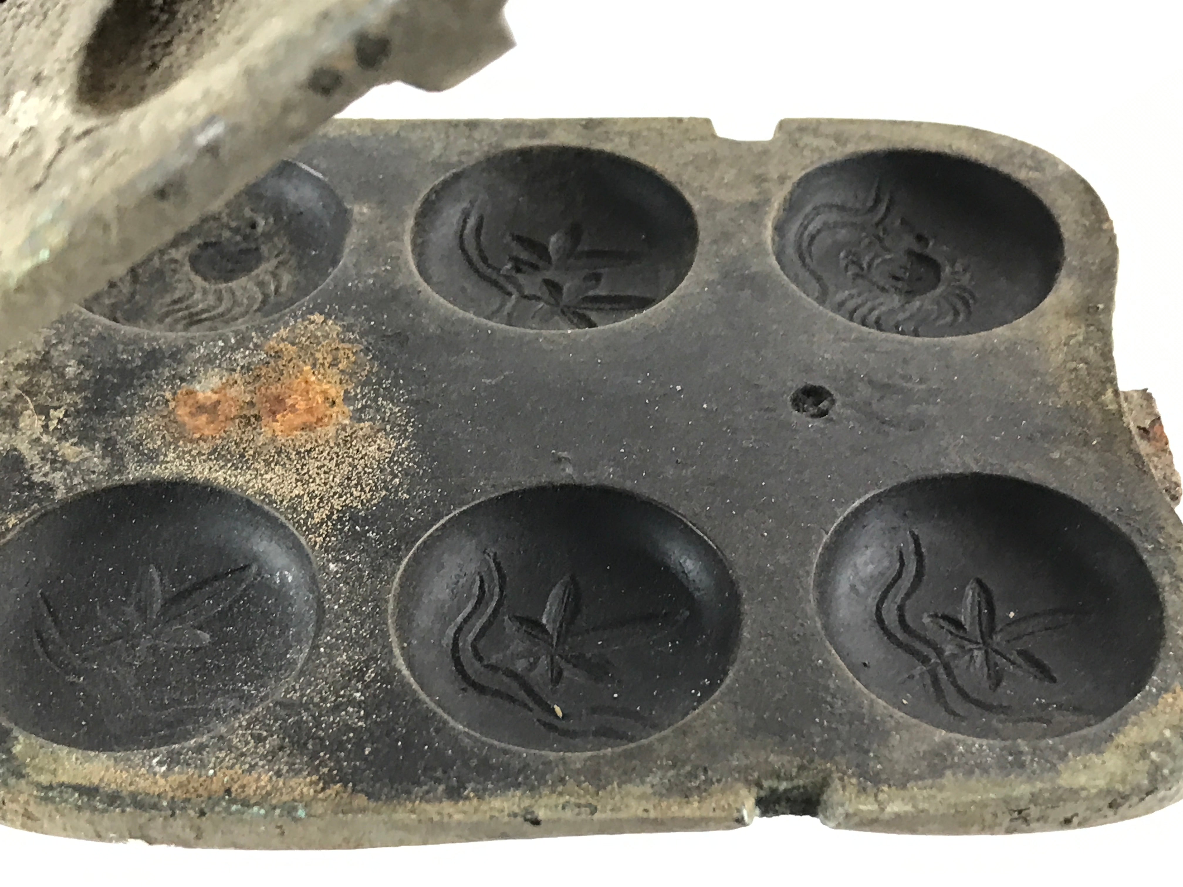 Japanese Cast Iron Monaka Shell Baking Mold Vtg Sweet Confection Hand ...