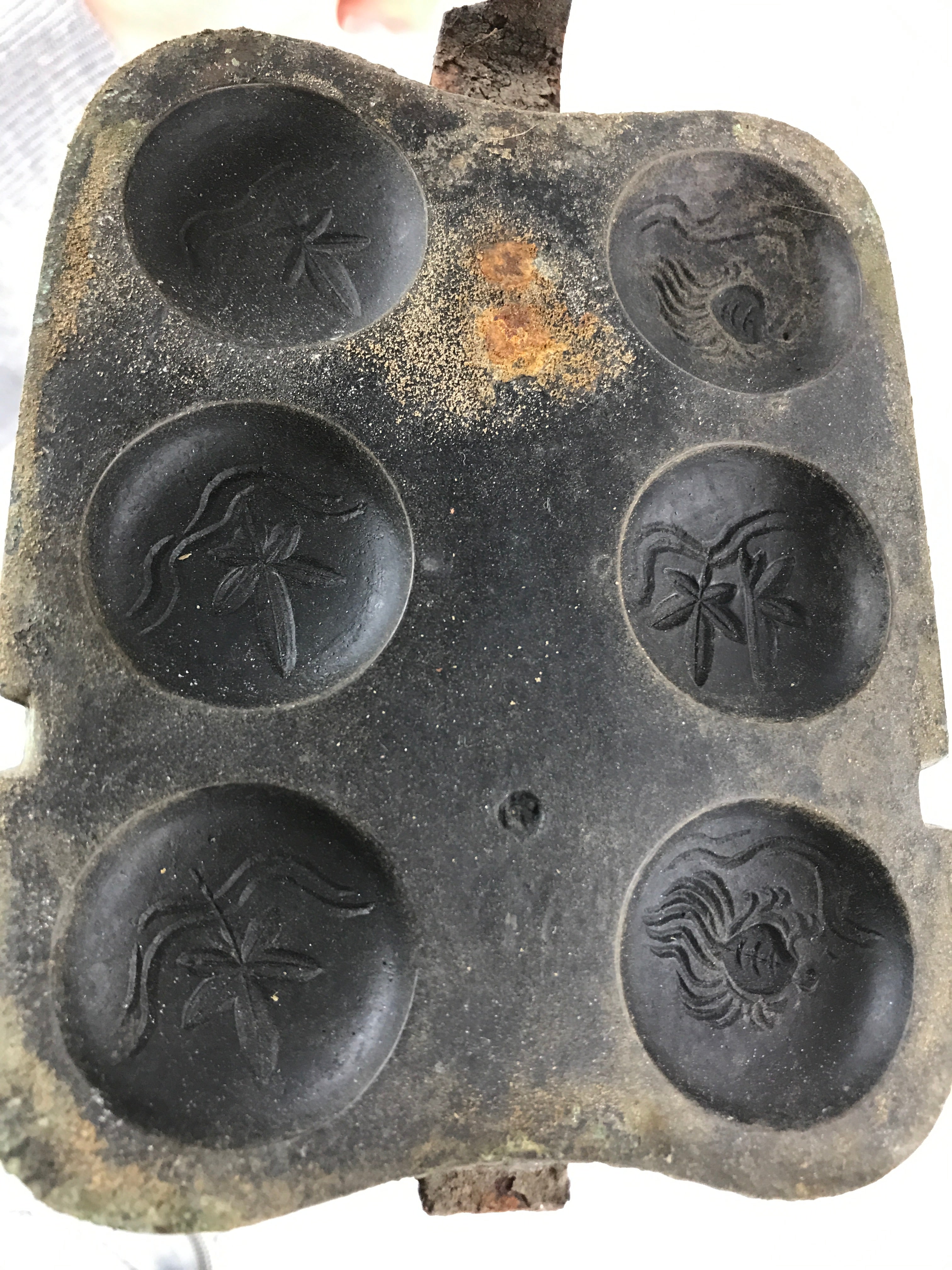 Japanese Cast Iron Monaka Shell Baking Mold Vtg Sweet Confection Hand ...