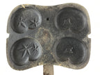 Japanese Cast Iron Monaka Shell Baking Mold Vtg Sweet Confection Hand Press T110