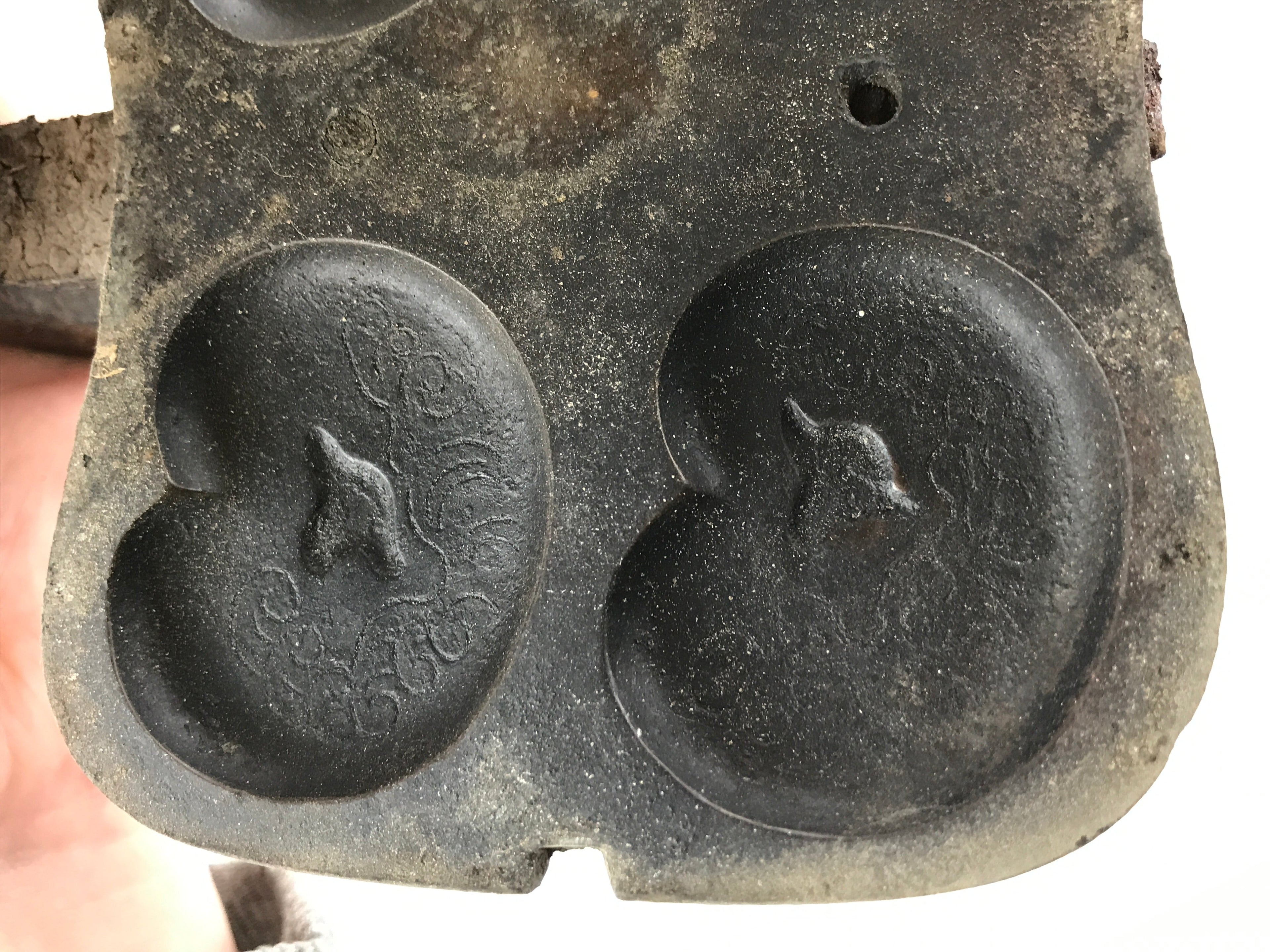 Japanese Cast Iron Monaka Shell Baking Mold Vtg Sweet Confection Hand Press T110