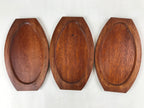 Japanese Cast Iron Skillet Pan Vtg Teppan Oval Plate Set Wood Base Handle T113