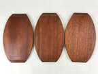 Japanese Cast Iron Skillet Pan Vtg Teppan Oval Plate Set Wood Base Handle T113