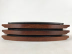 Japanese Cast Iron Skillet Pan Vtg Teppan Oval Plate Set Wood Base Handle T113