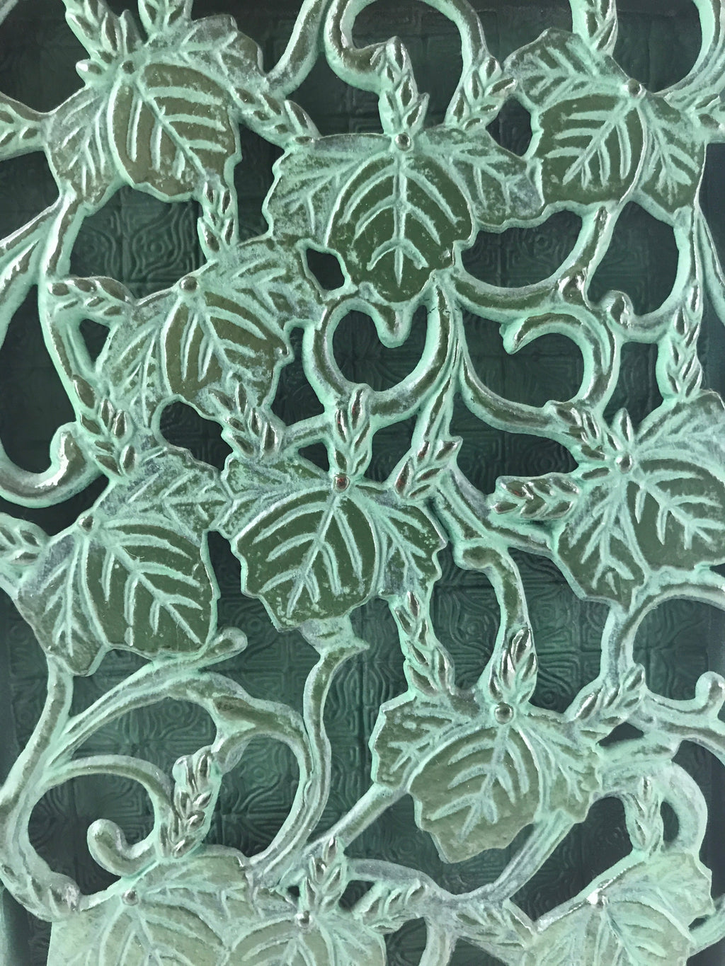 Japanese Cast Iron Vase Kabin Vtg Ikebana Flower Arrangement Green Floral PX722