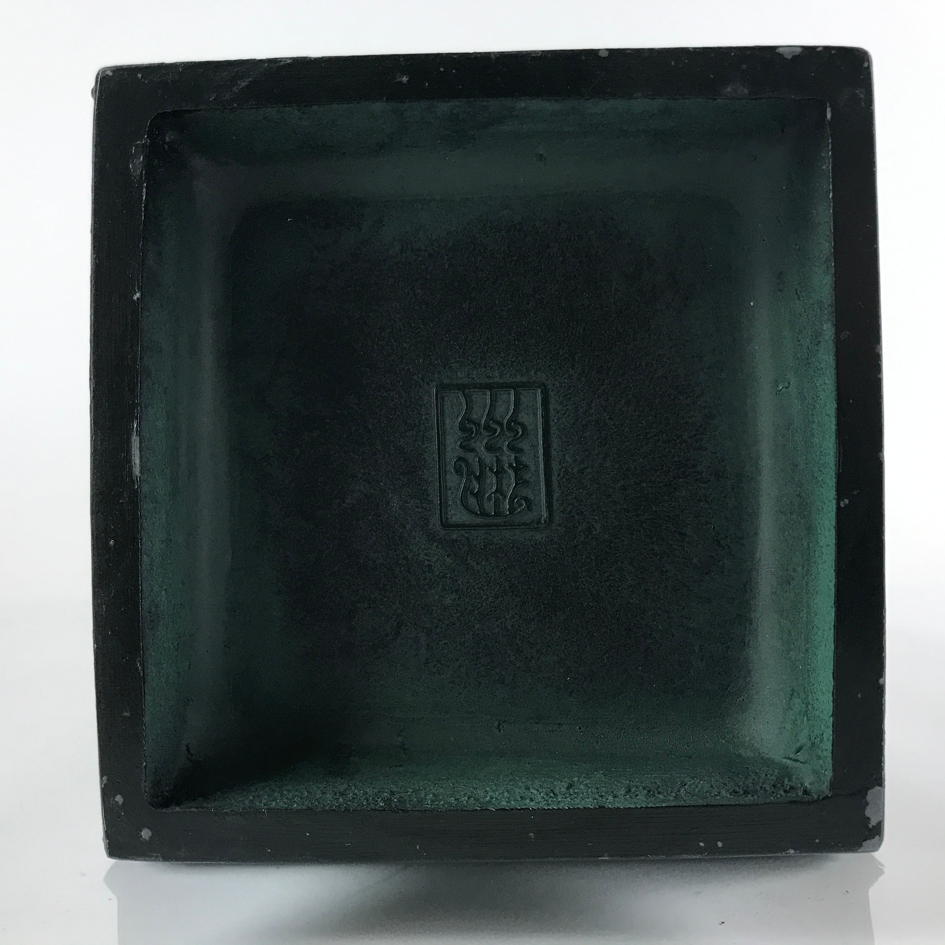Japanese Cast Iron Vase Kabin Vtg Ikebana Flower Arrangement Green Floral PX722