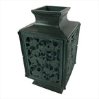 Japanese Cast Iron Vase Kabin Vtg Ikebana Flower Arrangement Green Floral PX722