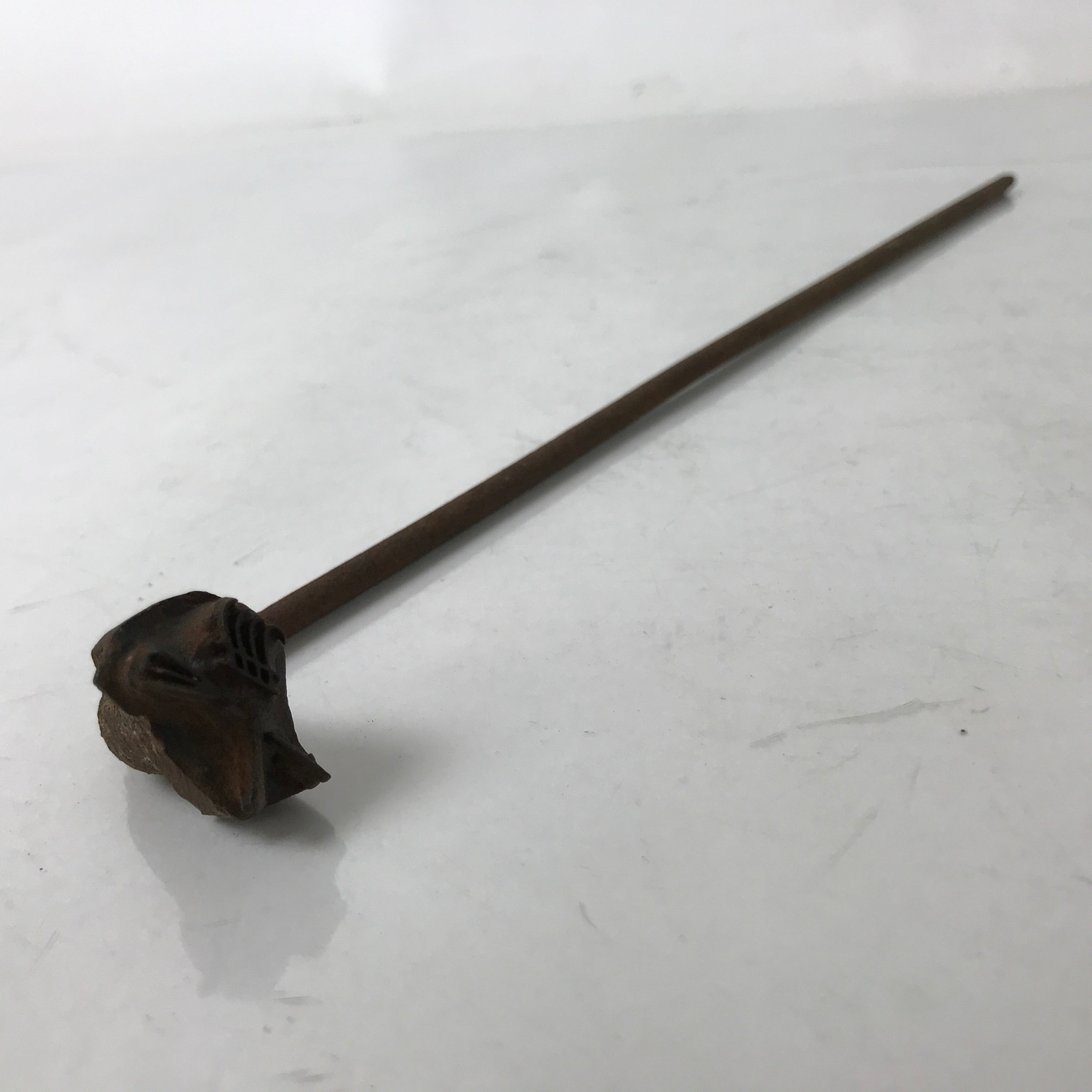 Japanese Cast Iron Yaki-In Branding Stamp Vtg Wood Craft Sweets Broom Rake T151