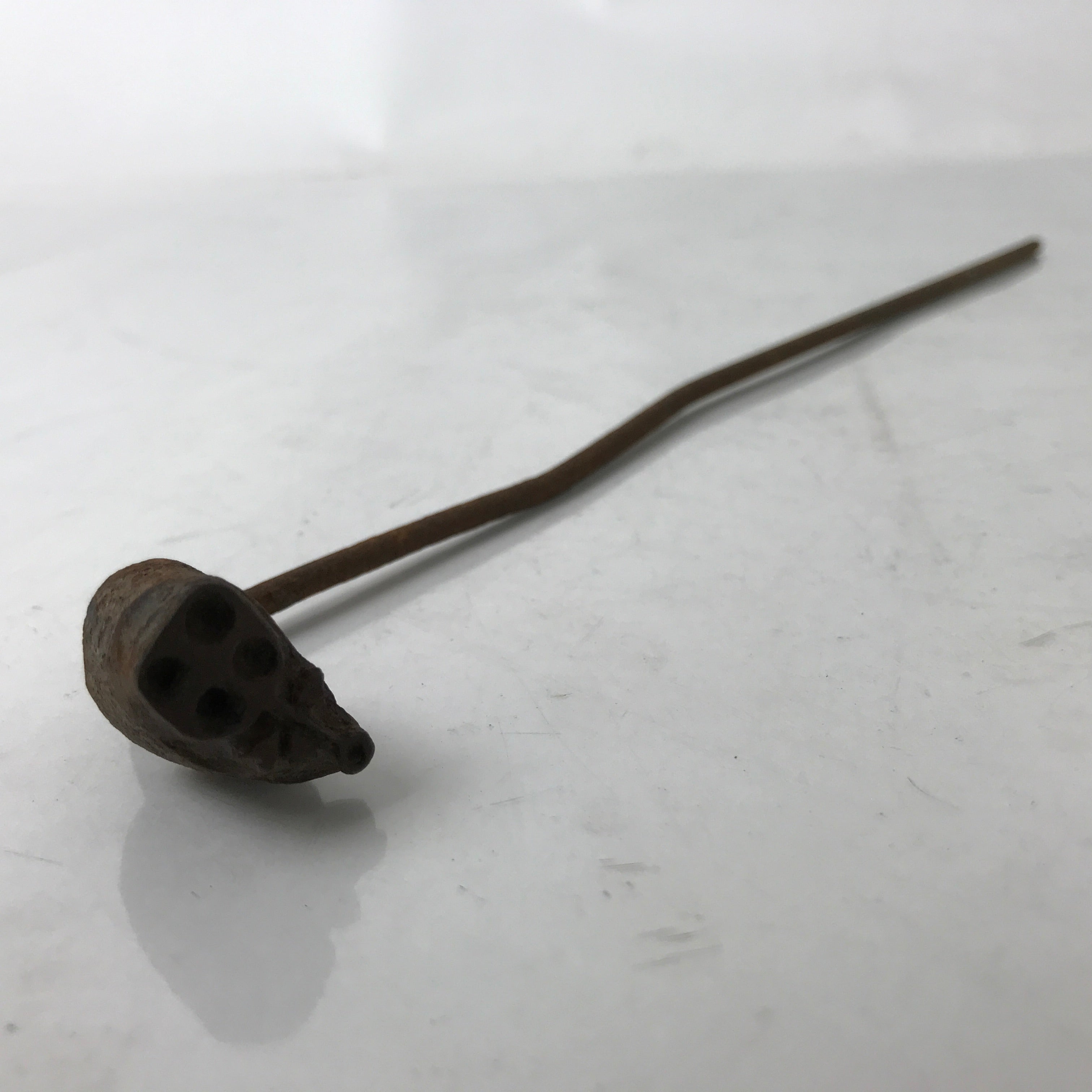 Japanese Cast Iron Yaki-In Branding Stamp Vtg Wood Craft Sweets Lotus Pod T140