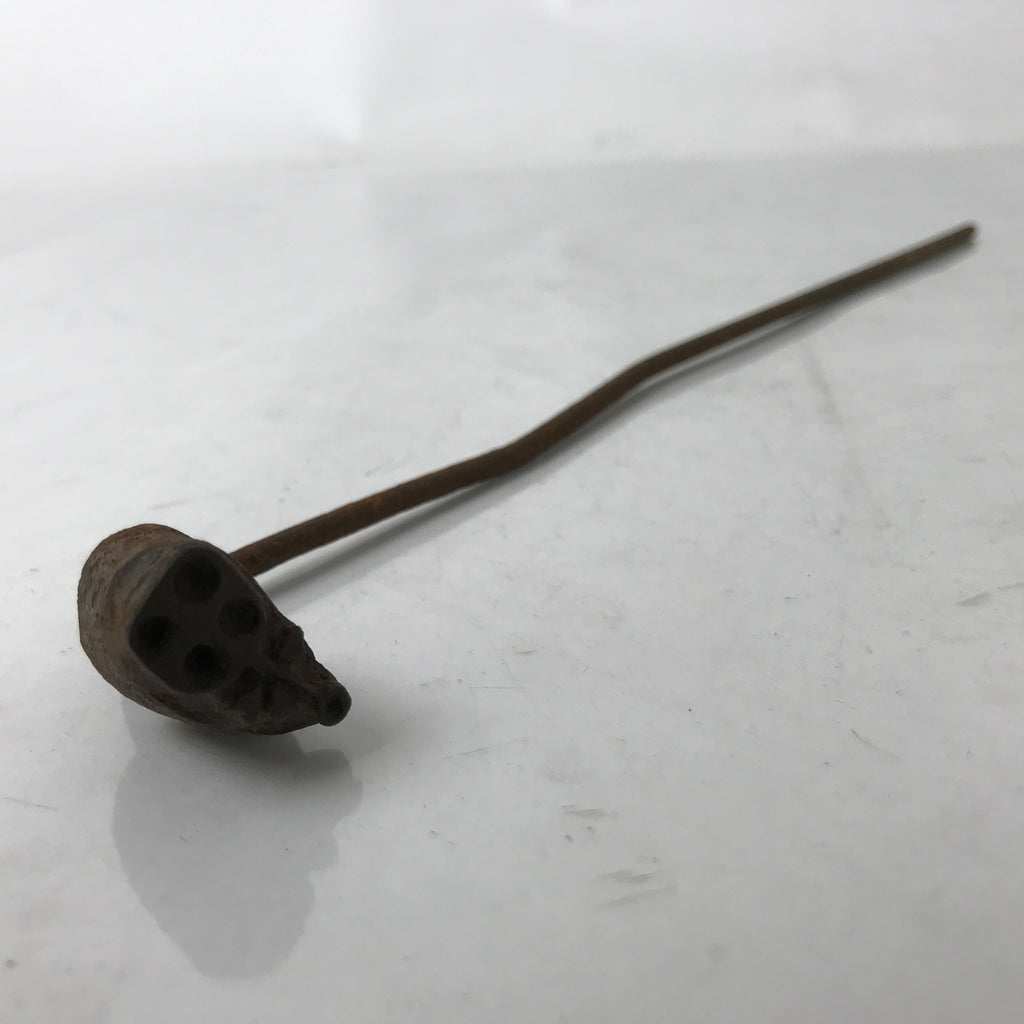 Japanese Cast Iron Yaki-In Branding Stamp Vtg Wood Craft Sweets Lotus Pod T140