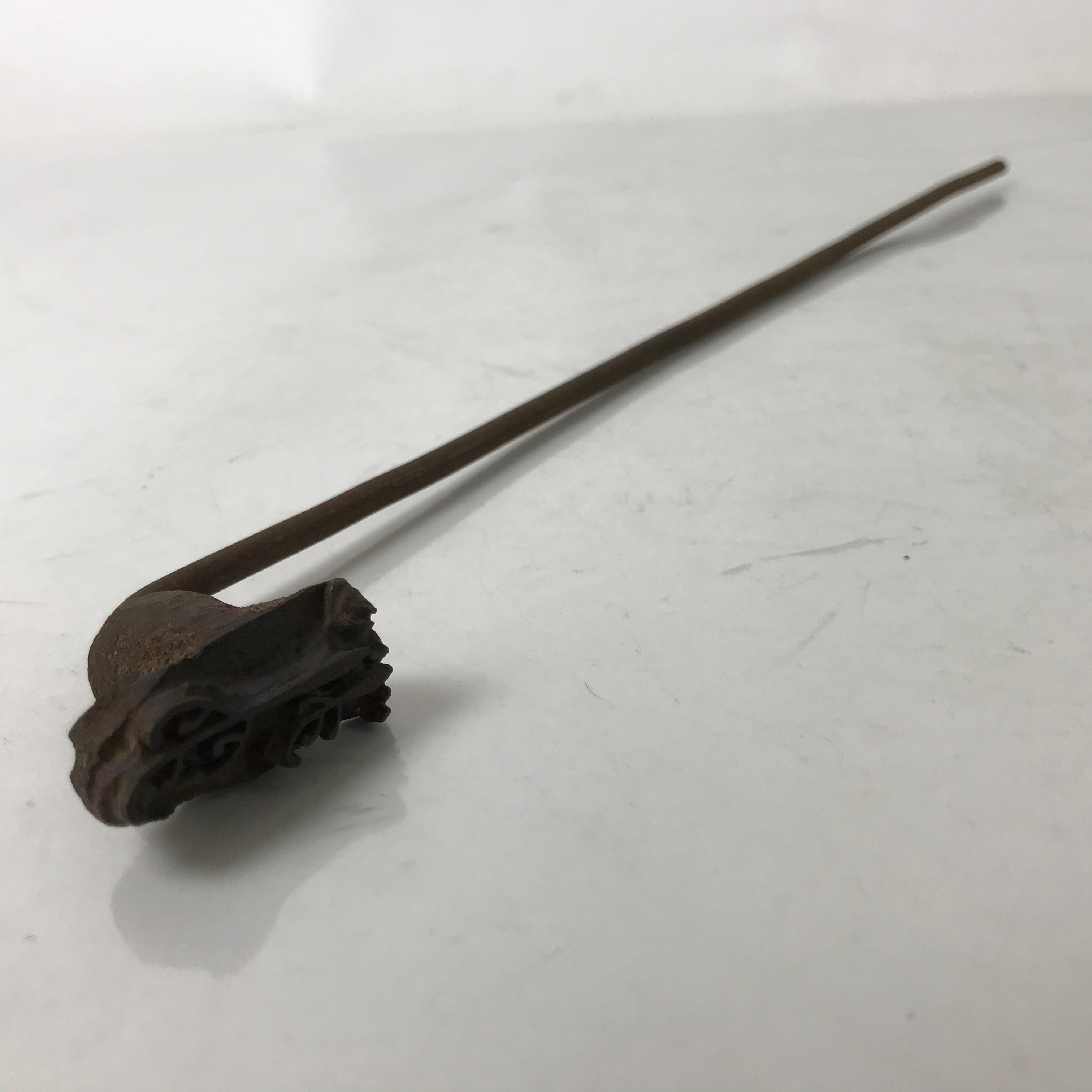 Japanese Cast Iron Yaki-In Branding Stamp Vtg Wood Craft Sweets Warabi Fern T150