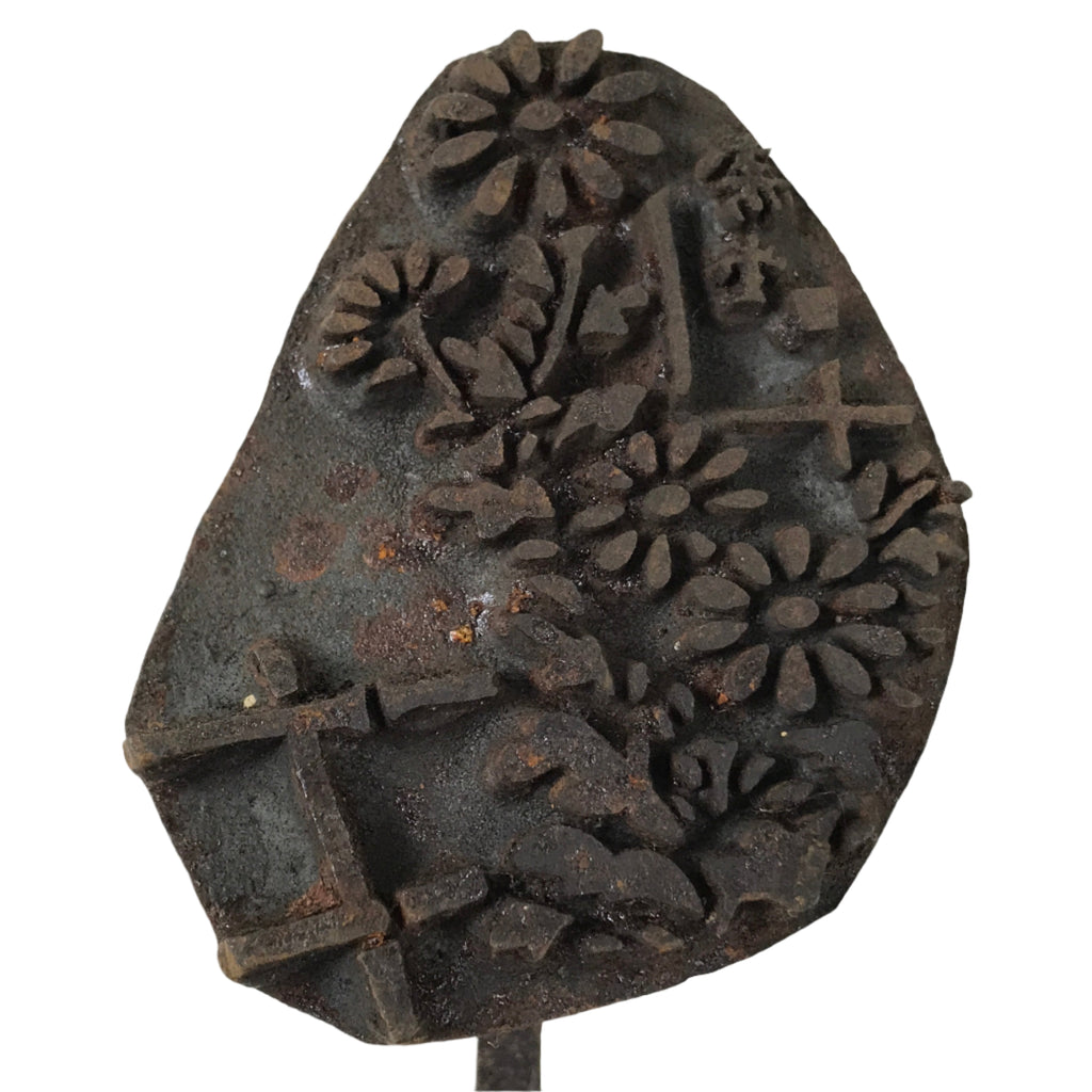 Japanese Cast Iron Yaki-In Branding Stamp Wood Craft Sweets Flower Garden T131