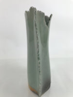 Japanese Celadon Ceramic Flower Vase Vtg Unique Kabin Green Crackle Glaze FK148