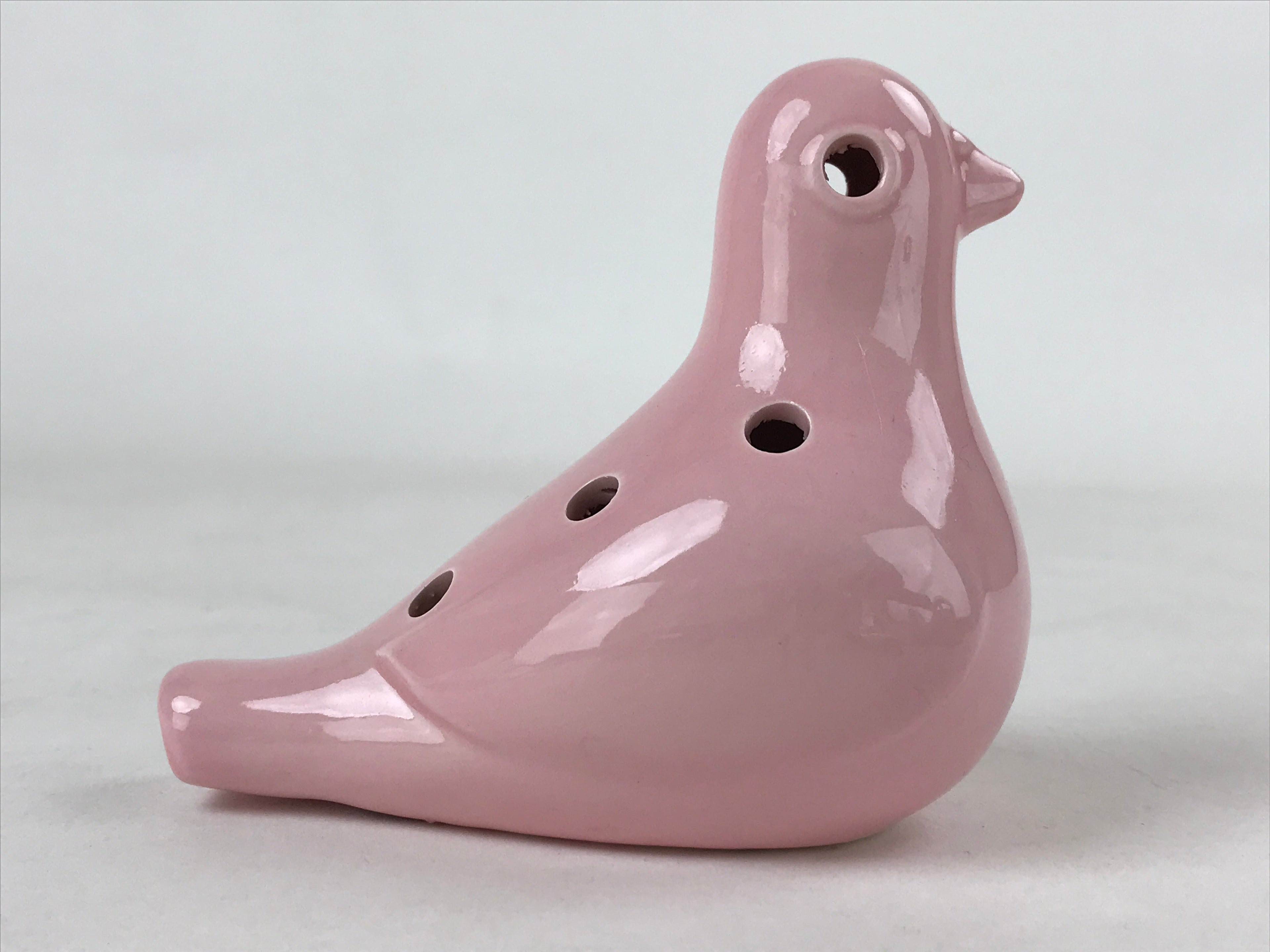 Japanese Ceramic 6-Hole Pigeon Ocarina Vtg Hato Musical Instrument Pink BD950