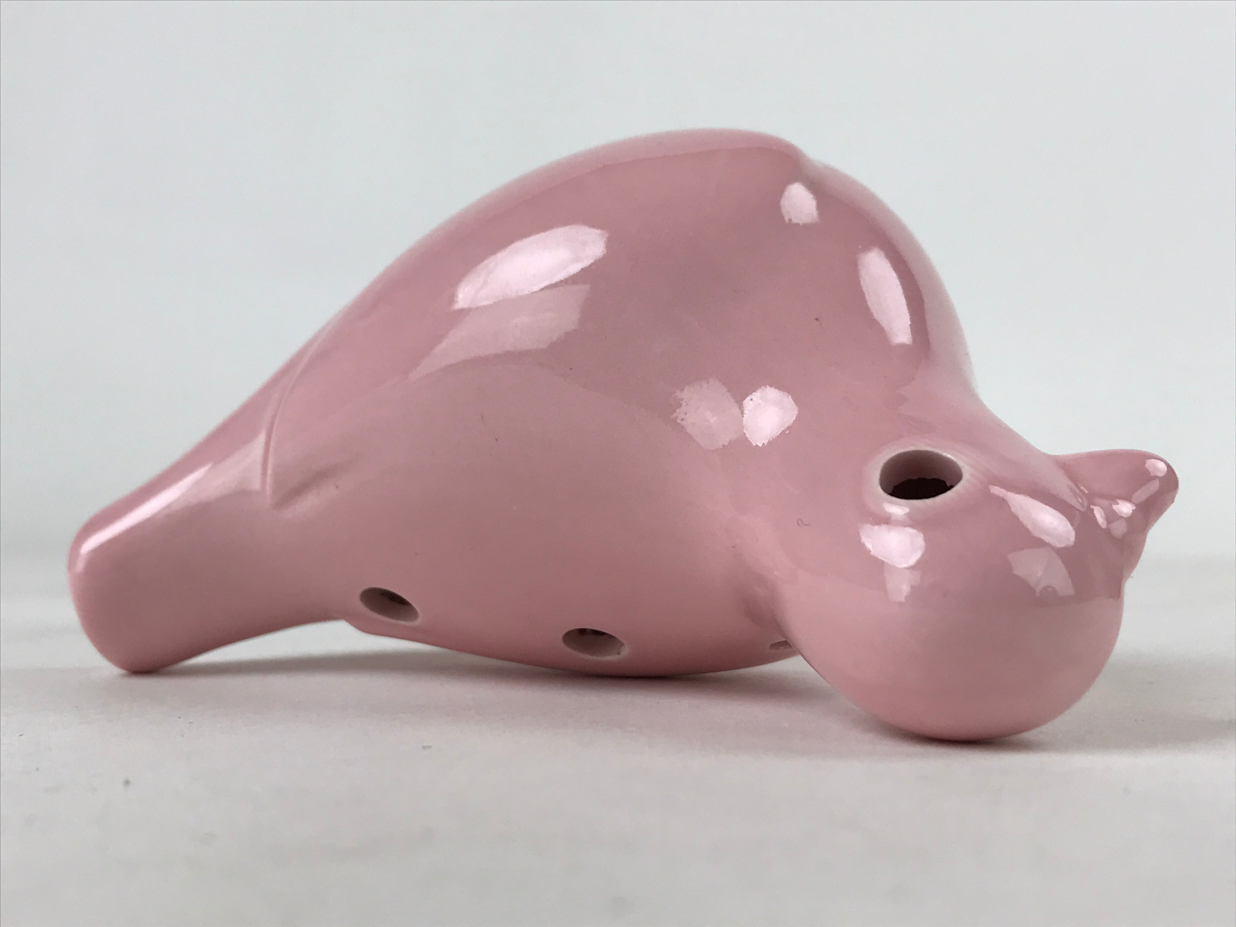 Japanese Ceramic 6-Hole Pigeon Ocarina Vtg Hato Musical Instrument Pink BD950