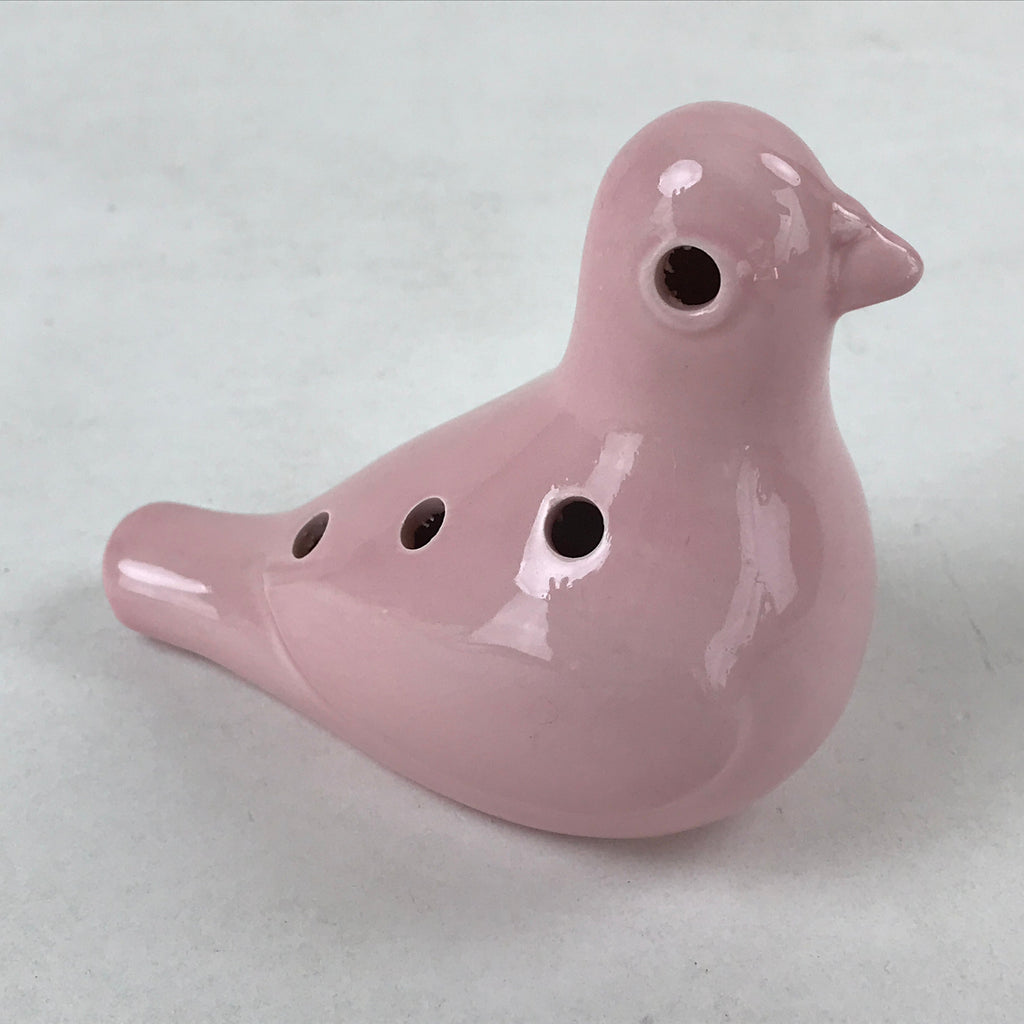 Japanese Ceramic 6-Hole Pigeon Ocarina Vtg Hato Musical Instrument Pink BD950