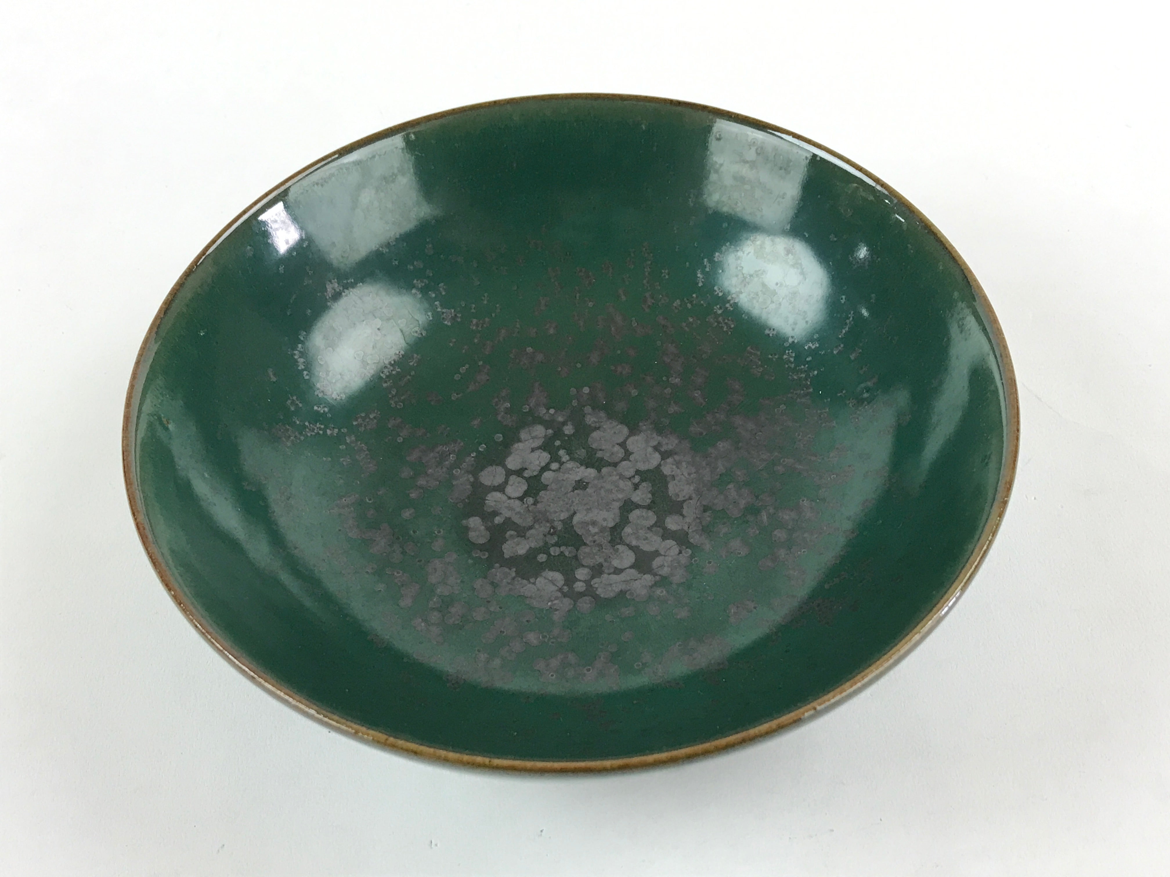 Japanese Ceramic Agano Ware Bowl Kashiki Vtg Kosyu Kiln Tea Ceremony Green PX691