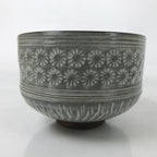 Japanese Ceramic Banko Ware Green Tea Bowl Matcha Chawan Vtg Gray White CHB98