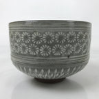 Japanese Ceramic Banko Ware Green Tea Bowl Matcha Chawan Vtg Gray White CHB98