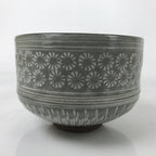 Japanese Ceramic Banko Ware Green Tea Bowl Matcha Chawan Vtg Gray White CHB98