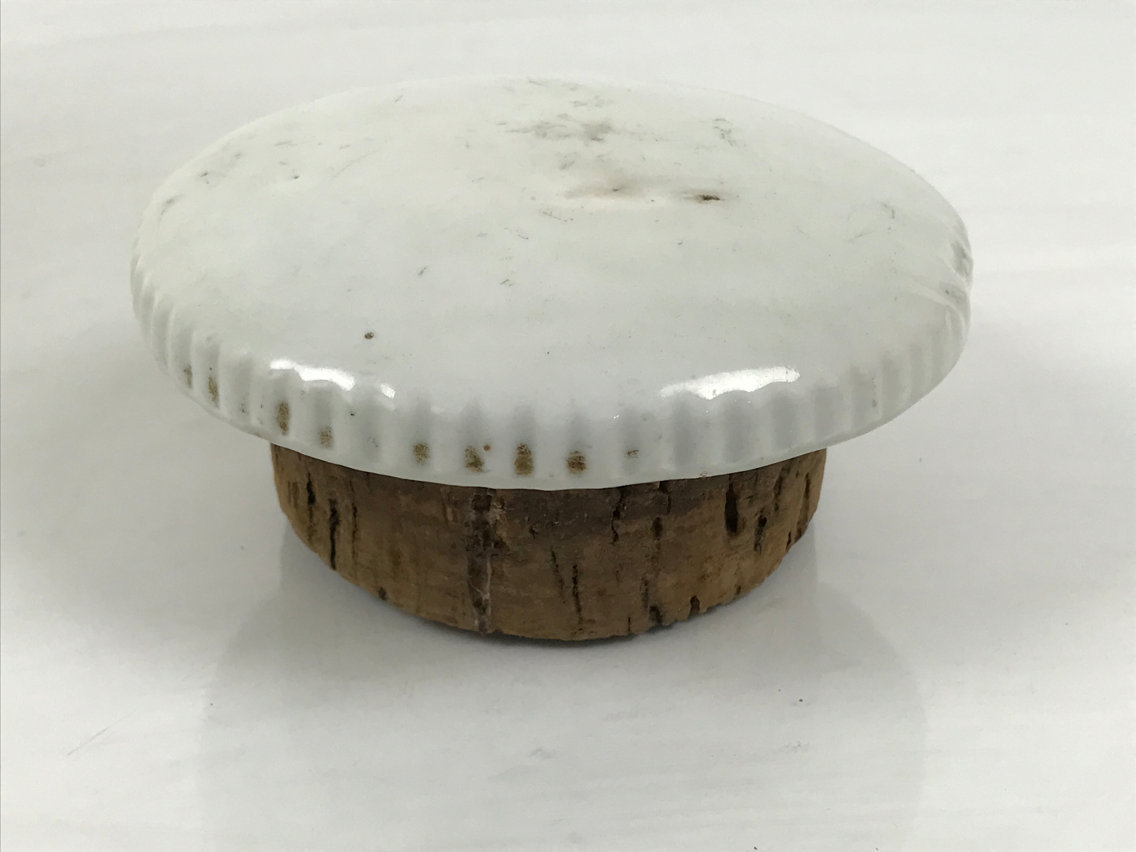 Japanese Ceramic Barrel Sake Bottle Kayoi-Tokkuri Vtg Barrel White Blue TS881