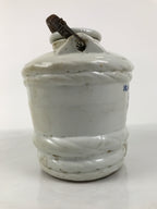 Japanese Ceramic Barrel Sake Bottle Kayoi-Tokkuri Vtg Barrel White Blue TS881