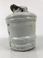 Japanese Ceramic Barrel Sake Bottle Kayoi-Tokkuri Vtg Barrel White Blue TS881