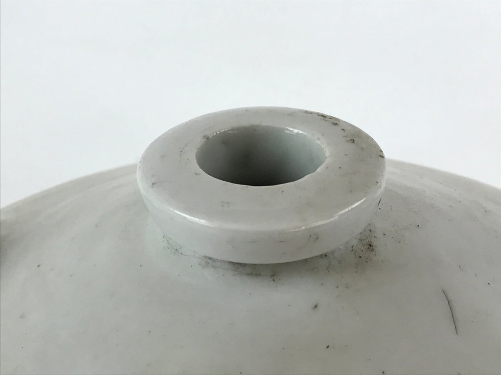 Japanese Ceramic Barrel Sake Bottle Kayoi-Tokkuri Vtg White Blue Kanji TS583
